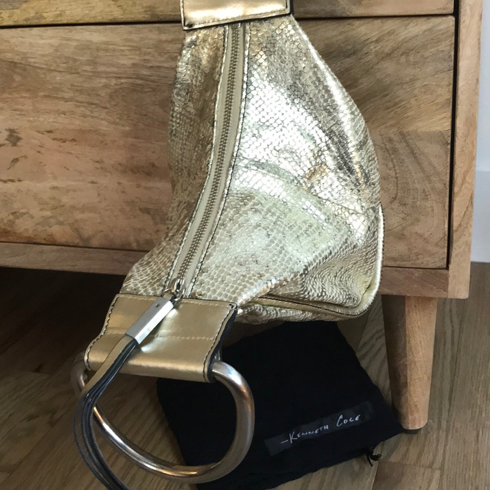 NWOT Kenneth Cole gold snakeskin handbag - Picture 5 of 7